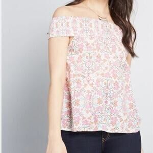 Compania Fantastica Modcloth Floral Off the Shoulder Blouse NEW Women's XS